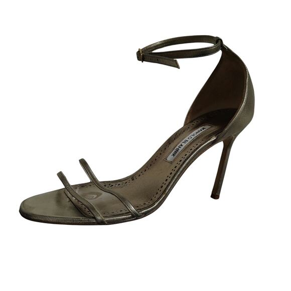 Manolo Blahnik Bronze Leather and Transparent PVC Lavanasa Sandals Size 10.5 - Picture 3 of 12